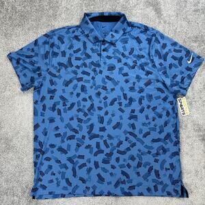 Nike Dri-Fit Tour Golf Polo Shirt Mens Size XXL Blue White AOP FD5739-402